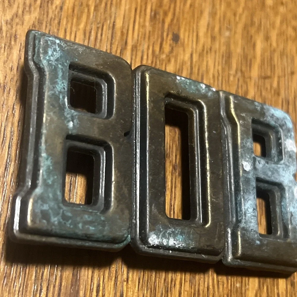Vintage M.B.C.I. Solid Brass Name Belt Buckle – USA Cast Brass –BOB – 1970s